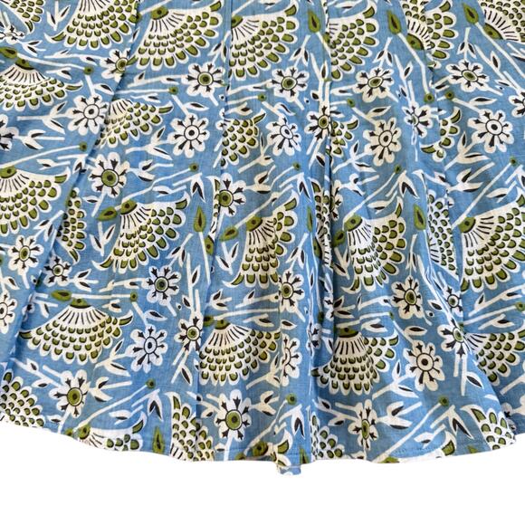 Free People Patterned Mini Skirt Beach Cover Up Semi Sheer Size 4 Blue Green - Picture 3 of 10